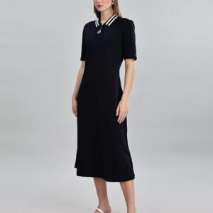 Womens Navy Blue Solid Dress
